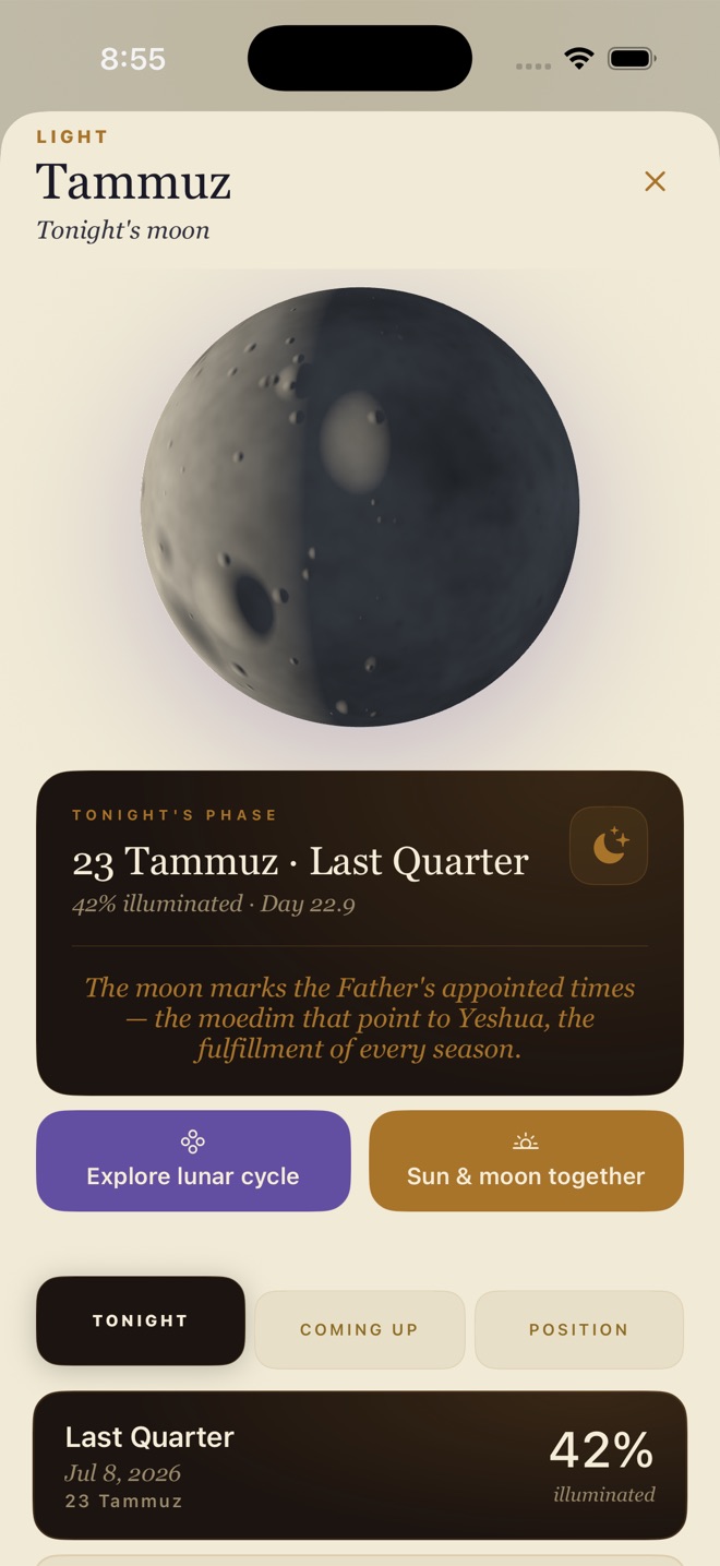 Tonight's moon and appointed times